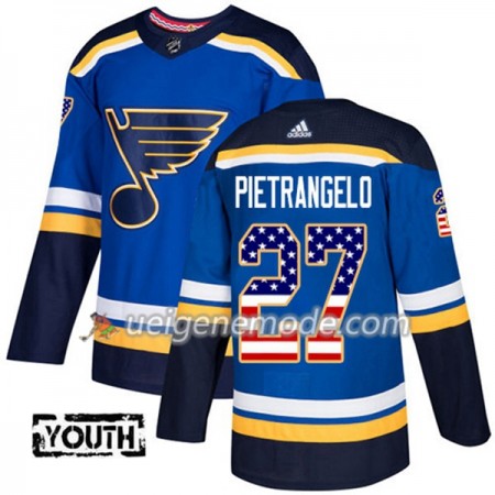 Kinder Eishockey St. Louis Blues Trikot Alex Pietrangelo 27 Adidas 2017-2018 Blue USA Flag Fashion Authentic